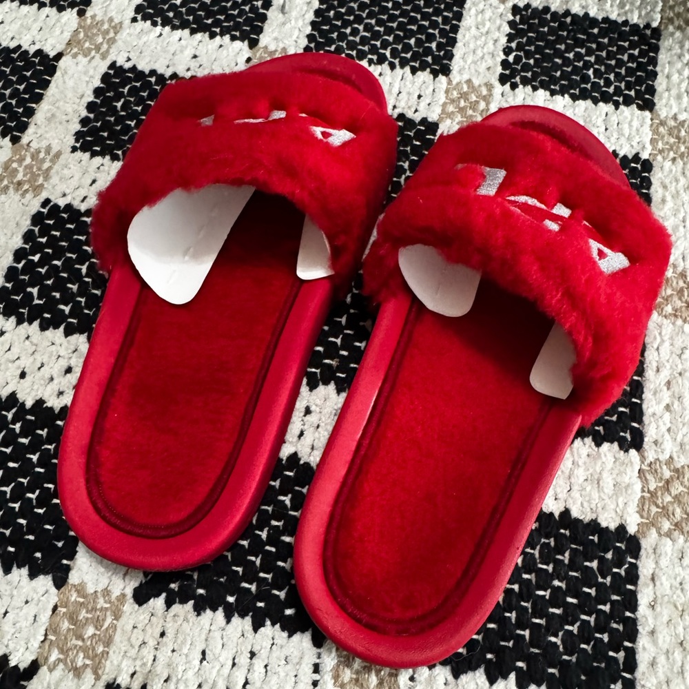 APL, ʙʀᴀɴᴅ ɴᴡᴛ ɪɴ ʙᴏx, Shearling Slide, Red|Silver, sɪᴢᴇ 6 - Picture 2 of 8